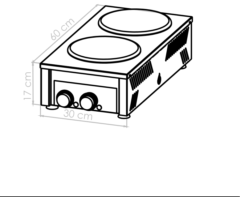 Diagrama técnico de Anafe eléctrico PRO 26 kW c-u