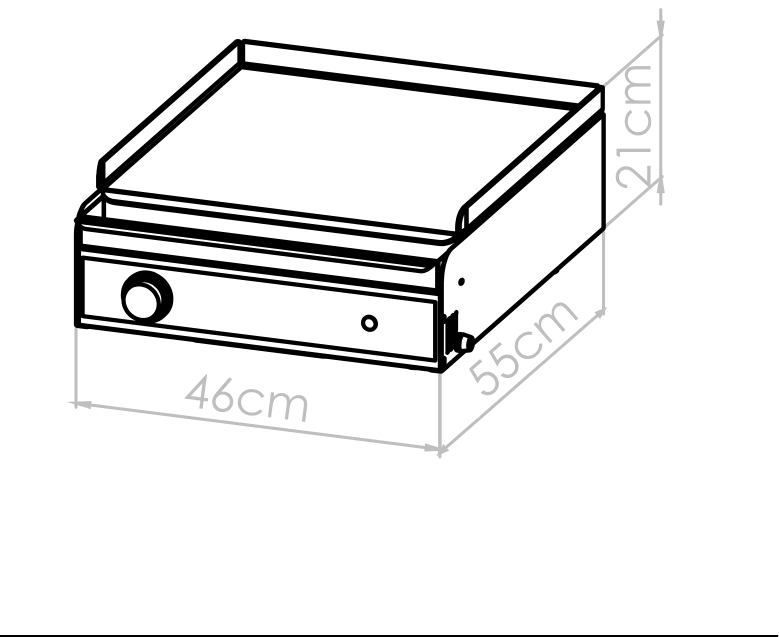 Diagrama técnico de Plancha 40x40
